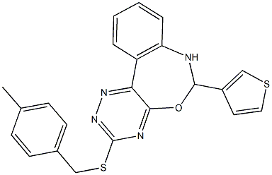 3-[(4-methylbenzyl)sulfanyl]-6-(3-thienyl)-6,7-dihydro[1,2,4]triazino[5,6-d][3,1]benzoxazepine Struktur