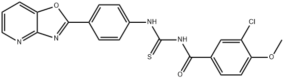 N-(3-chloro-4-methoxybenzoyl)-N'-(4-[1,3]oxazolo[4,5-b]pyridin-2-ylphenyl)thiourea Struktur