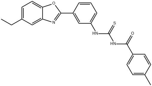 N-[3-(5-ethyl-1,3-benzoxazol-2-yl)phenyl]-N'-(4-methylbenzoyl)thiourea Struktur