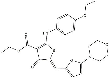 ethyl 2-(4-ethoxyanilino)-5-{[5-(4-morpholinyl)-2-furyl]methylene}-4-oxo-4,5-dihydro-3-thiophenecarboxylate Struktur