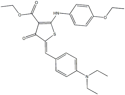 ethyl 5-[4-(diethylamino)benzylidene]-2-(4-ethoxyanilino)-4-oxo-4,5-dihydro-3-thiophenecarboxylate Struktur