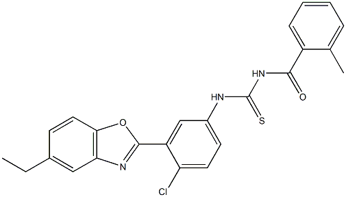 N-[4-chloro-3-(5-ethyl-1,3-benzoxazol-2-yl)phenyl]-N'-(2-methylbenzoyl)thiourea Struktur