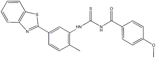 N-[5-(1,3-benzothiazol-2-yl)-2-methylphenyl]-N'-(4-methoxybenzoyl)thiourea Struktur