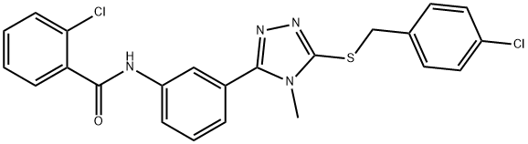 2-chloro-N-(3-{5-[(4-chlorobenzyl)sulfanyl]-4-methyl-4H-1,2,4-triazol-3-yl}phenyl)benzamide Struktur