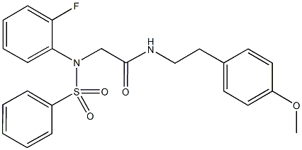 2-[2-fluoro(phenylsulfonyl)anilino]-N-[2-(4-methoxyphenyl)ethyl]acetamide Struktur