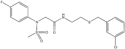 N-{2-[(3-chlorobenzyl)sulfanyl]ethyl}-2-[4-fluoro(methylsulfonyl)anilino]acetamide Struktur