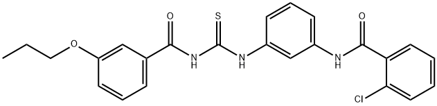 2-chloro-N-[3-({[(3-propoxybenzoyl)amino]carbothioyl}amino)phenyl]benzamide Struktur