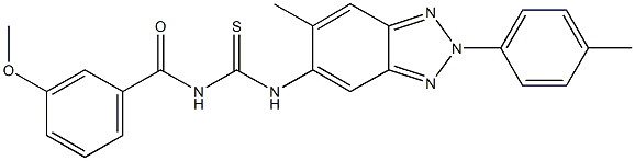 N-(3-methoxybenzoyl)-N'-[6-methyl-2-(4-methylphenyl)-2H-1,2,3-benzotriazol-5-yl]thiourea Struktur