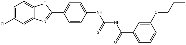 N-[4-(5-chloro-1,3-benzoxazol-2-yl)phenyl]-N'-(3-propoxybenzoyl)thiourea Struktur