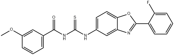 N-[2-(2-fluorophenyl)-1,3-benzoxazol-5-yl]-N'-(3-methoxybenzoyl)thiourea Struktur