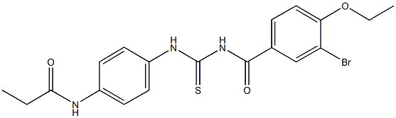 N-[4-({[(3-bromo-4-ethoxybenzoyl)amino]carbothioyl}amino)phenyl]propanamide Struktur