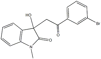 3-[2-(3-bromophenyl)-2-oxoethyl]-3-hydroxy-1-methyl-1,3-dihydro-2H-indol-2-one Struktur