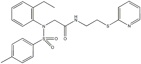 2-{2-ethyl[(4-methylphenyl)sulfonyl]anilino}-N-[2-(2-pyridinylsulfanyl)ethyl]acetamide Struktur