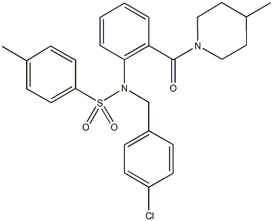 N-(4-chlorobenzyl)-4-methyl-N-{2-[(4-methyl-1-piperidinyl)carbonyl]phenyl}benzenesulfonamide Struktur