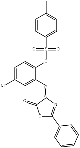 4-chloro-2-[(5-oxo-2-phenyl-1,3-oxazol-4(5H)-ylidene)methyl]phenyl 4-methylbenzenesulfonate Struktur