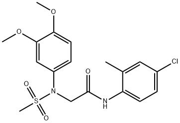 N-(4-chloro-2-methylphenyl)-2-[3,4-dimethoxy(methylsulfonyl)anilino]acetamide Struktur