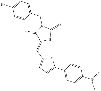 3-(4-bromobenzyl)-5-[(5-{4-nitrophenyl}-2-furyl)methylene]-1,3-thiazolidine-2,4-dione Struktur