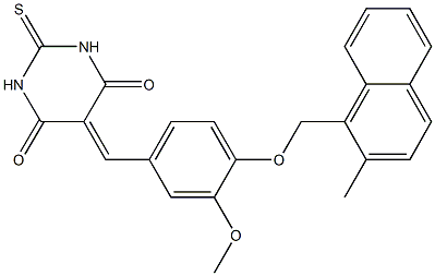 5-{3-methoxy-4-[(2-methyl-1-naphthyl)methoxy]benzylidene}-2-thioxodihydro-4,6(1H,5H)-pyrimidinedione Struktur