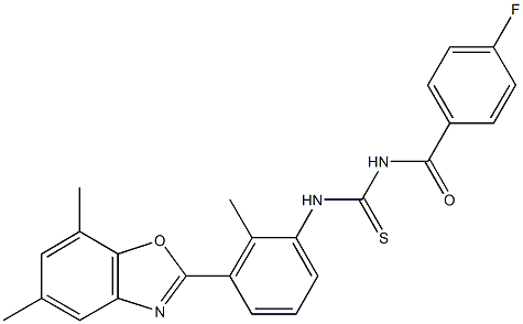 N-[3-(5,7-dimethyl-1,3-benzoxazol-2-yl)-2-methylphenyl]-N'-(4-fluorobenzoyl)thiourea Struktur