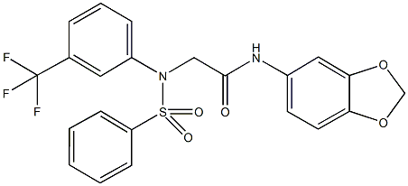 N-(1,3-benzodioxol-5-yl)-2-[(phenylsulfonyl)-3-(trifluoromethyl)anilino]acetamide Struktur