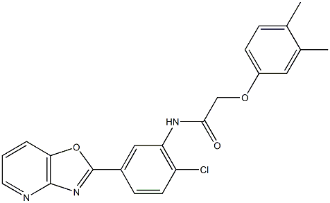 N-(2-chloro-5-[1,3]oxazolo[4,5-b]pyridin-2-ylphenyl)-2-(3,4-dimethylphenoxy)acetamide Struktur