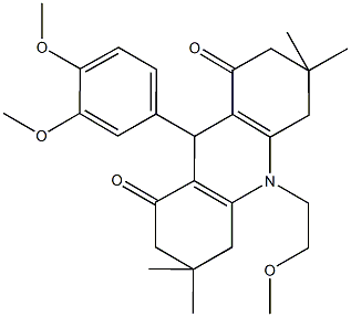 9-(3,4-dimethoxyphenyl)-10-(2-methoxyethyl)-3,3,6,6-tetramethyl-3,4,6,7,9,10-hexahydro-1,8(2H,5H)-acridinedione Struktur