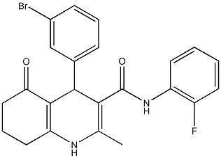 4-(3-bromophenyl)-N-(2-fluorophenyl)-2-methyl-5-oxo-1,4,5,6,7,8-hexahydro-3-quinolinecarboxamide Struktur