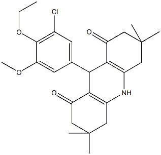 9-(3-chloro-4-ethoxy-5-methoxyphenyl)-3,3,6,6-tetramethyl-3,4,6,7,9,10-hexahydro-1,8(2H,5H)-acridinedione Struktur