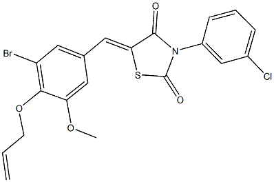 5-[4-(allyloxy)-3-bromo-5-methoxybenzylidene]-3-(3-chlorophenyl)-1,3-thiazolidine-2,4-dione Struktur