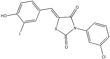 3-(3-chlorophenyl)-5-(4-hydroxy-3-iodobenzylidene)-1,3-thiazolidine-2,4-dione Struktur