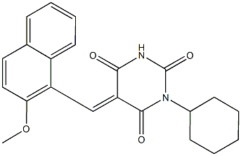 1-cyclohexyl-5-[(2-methoxy-1-naphthyl)methylene]-2,4,6(1H,3H,5H)-pyrimidinetrione Struktur