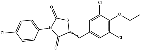 3-(4-chlorophenyl)-5-(3,5-dichloro-4-ethoxybenzylidene)-1,3-thiazolidine-2,4-dione Struktur