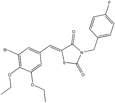 5-(3-bromo-4,5-diethoxybenzylidene)-3-(4-fluorobenzyl)-1,3-thiazolidine-2,4-dione Struktur