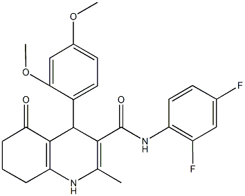 N-(2,4-difluorophenyl)-4-(2,4-dimethoxyphenyl)-2-methyl-5-oxo-1,4,5,6,7,8-hexahydro-3-quinolinecarboxamide Struktur