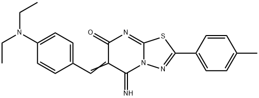 6-[4-(diethylamino)benzylidene]-5-imino-2-(4-methylphenyl)-5,6-dihydro-7H-[1,3,4]thiadiazolo[3,2-a]pyrimidin-7-one Struktur