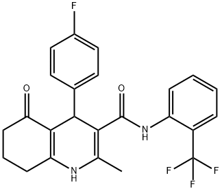 4-(4-fluorophenyl)-2-methyl-5-oxo-N-[2-(trifluoromethyl)phenyl]-1,4,5,6,7,8-hexahydro-3-quinolinecarboxamide Struktur