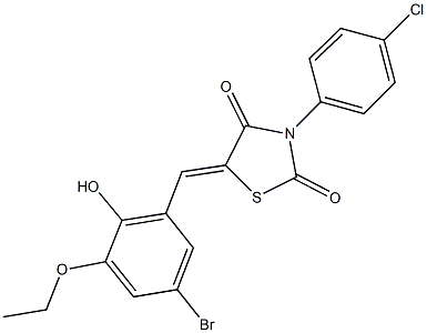 5-(5-bromo-3-ethoxy-2-hydroxybenzylidene)-3-(4-chlorophenyl)-1,3-thiazolidine-2,4-dione Struktur