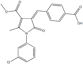 4-{[1-(3-chlorophenyl)-4-(methoxycarbonyl)-5-methyl-2-oxo-1,2-dihydro-3H-pyrrol-3-ylidene]methyl}benzoic acid Struktur