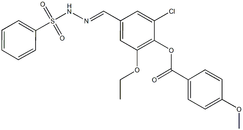 2-chloro-6-ethoxy-4-[2-(phenylsulfonyl)carbohydrazonoyl]phenyl 4-methoxybenzoate Struktur