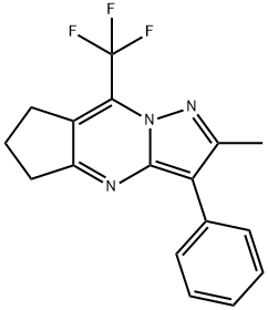 2-methyl-3-phenyl-8-(trifluoromethyl)-6,7-dihydro-5H-cyclopenta[d]pyrazolo[1,5-a]pyrimidine Struktur