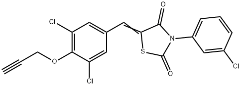 3-(3-chlorophenyl)-5-[3,5-dichloro-4-(2-propynyloxy)benzylidene]-1,3-thiazolidine-2,4-dione Struktur