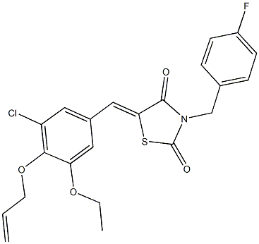 5-[4-(allyloxy)-3-chloro-5-ethoxybenzylidene]-3-(4-fluorobenzyl)-1,3-thiazolidine-2,4-dione Struktur