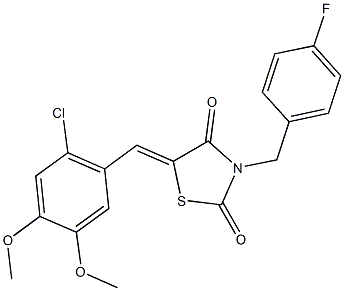 5-(2-chloro-4,5-dimethoxybenzylidene)-3-(4-fluorobenzyl)-1,3-thiazolidine-2,4-dione Struktur