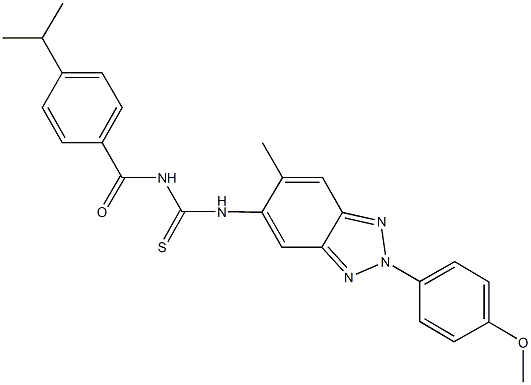 N-(4-isopropylbenzoyl)-N'-[2-(4-methoxyphenyl)-6-methyl-2H-1,2,3-benzotriazol-5-yl]thiourea Struktur