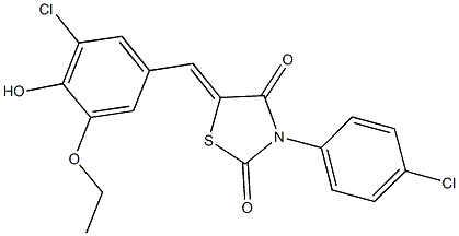 5-(3-chloro-5-ethoxy-4-hydroxybenzylidene)-3-(4-chlorophenyl)-1,3-thiazolidine-2,4-dione Struktur