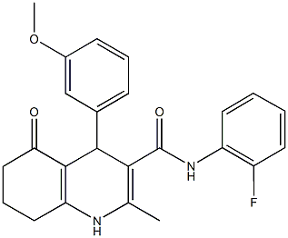 N-(2-fluorophenyl)-4-(3-methoxyphenyl)-2-methyl-5-oxo-1,4,5,6,7,8-hexahydro-3-quinolinecarboxamide Struktur