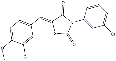 5-(3-chloro-4-methoxybenzylidene)-3-(3-chlorophenyl)-1,3-thiazolidine-2,4-dione Struktur