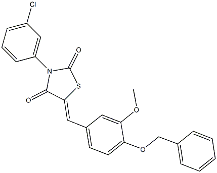 5-[4-(benzyloxy)-3-methoxybenzylidene]-3-(3-chlorophenyl)-1,3-thiazolidine-2,4-dione Struktur