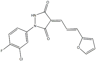 1-(3-chloro-4-fluorophenyl)-4-[3-(2-furyl)-2-propenylidene]-3,5-pyrazolidinedione Struktur