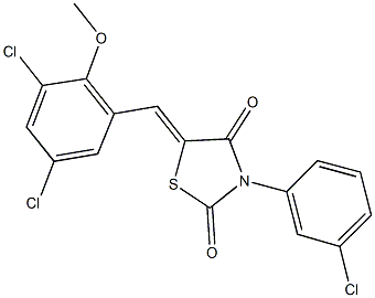 3-(3-chlorophenyl)-5-(3,5-dichloro-2-methoxybenzylidene)-1,3-thiazolidine-2,4-dione Struktur